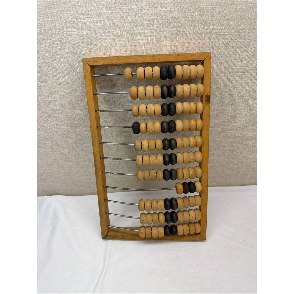 Vintage Wooden Russian Abacus Schoty 10 Row Counting Tool Soviet Era Decor